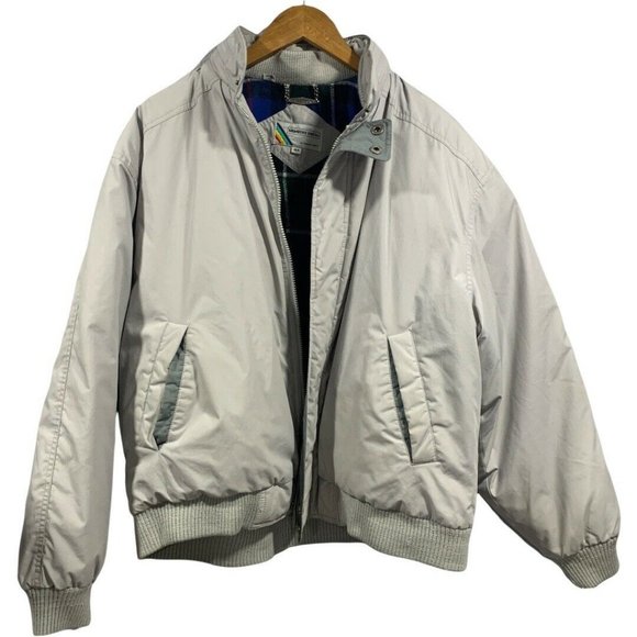 Vintage Members Only Grey Down Men Puffer Jacket Plaid Lined Coat Size 52 - Picture 3 of 12